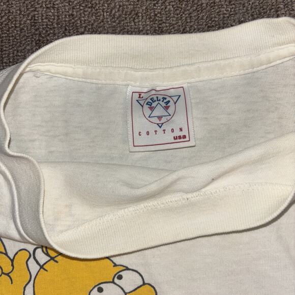Vintage 1990 The Simpsons Homer Bart T-shirt Men’s Large Single Stitch White - Picture 5 of 8
